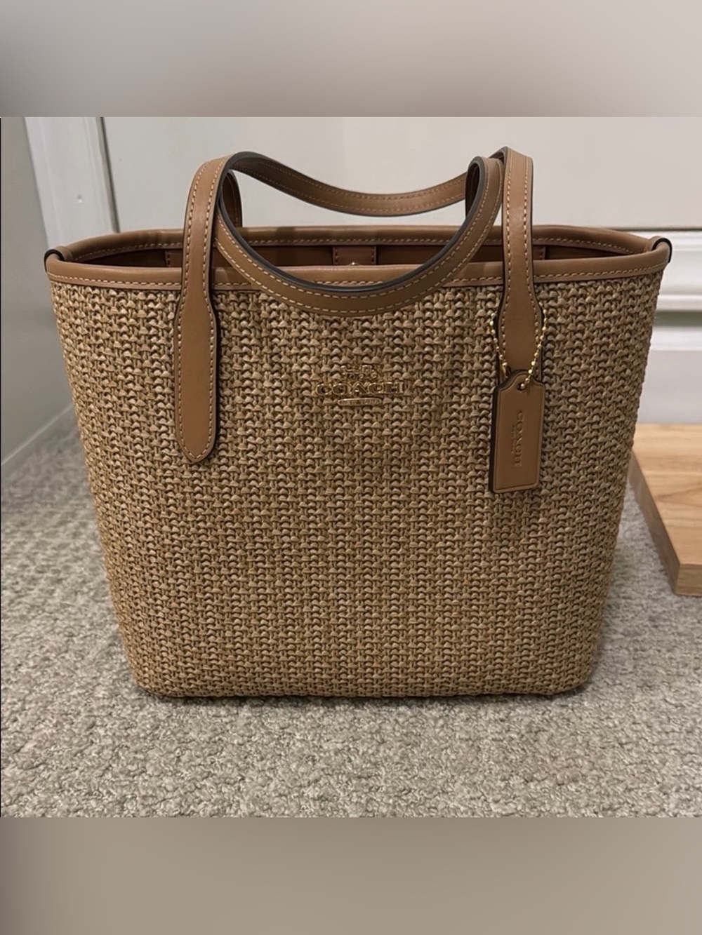 Coach Small City Straw Tote